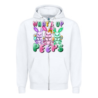 White What's up peeps Easter bunnies Easter Day Zipper Hoodie - CowGirlArtShop