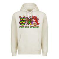 Oatmeal Heather peace love crawfish olivia Premium Hoodie - OliviaCreatesArt