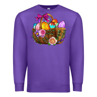 Purple Easter Eggs Hamper Premium Sweatshirt - BundleAndBundleShop