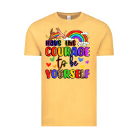 Vintage Mustard courage to be yourself rainbow message Vintage Tee - LillyAllenDesigns
