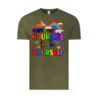 Vintage Olive courage to be yourself rainbow message Vintage Tee - LillyAllenDesigns