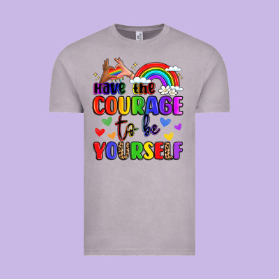 Courage To Be Yourself Rainbow Message Vintage Tee Designed By Lillyallendesigns