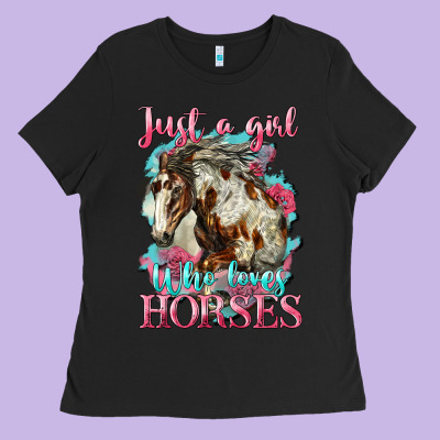 Just A Girl Who Loves Horses Mustang Ladies Tee Designed By Lillyallendesigns