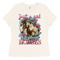 Bone just a girl who loves horses mustang Ladies Tee - LillyAllenDesigns