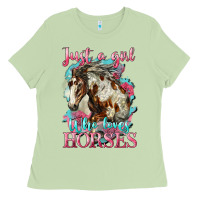 Matcha just a girl who loves horses mustang Ladies Tee - LillyAllenDesigns