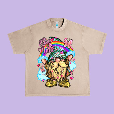 Best Mom Gnome Rainbow Clouds Butterfly Glitter Urban Heavy Tee Designed By Lillyallendesigns