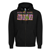Black Mardi Gras Mama with Beads Zipper Hoodie - HowdyJamesFarm