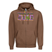 Chestnut Mardi Gras Mama with Beads Zipper Hoodie - HowdyJamesFarm