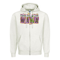 Oatmeal Heather Mardi Gras Mama with Beads Zipper Hoodie - HowdyJamesFarm