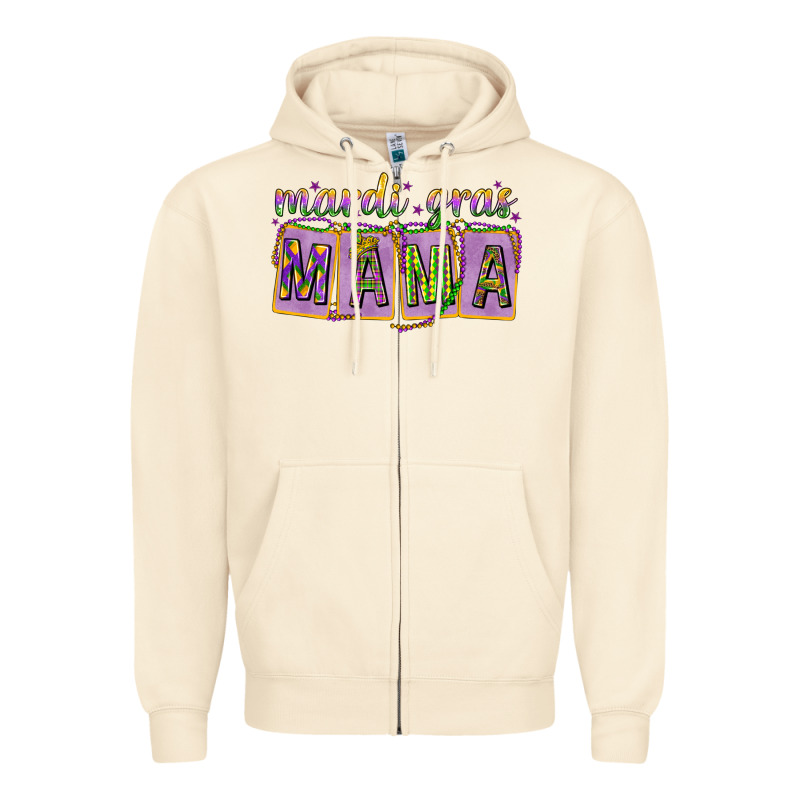 Mardi Gras Mama With Beads Zipper Hoodie by HowdyJamesFarm | Teevron