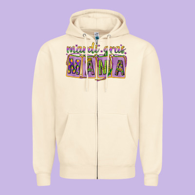 Mardi Gras Mama With Beads Zipper Hoodie Designed By Howdyjamesfarm
