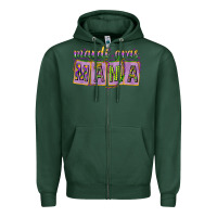 Sports Green Mardi Gras Mama with Beads Zipper Hoodie - HowdyJamesFarm