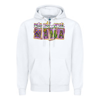 White Mardi Gras Mama with Beads Zipper Hoodie - HowdyJamesFarm