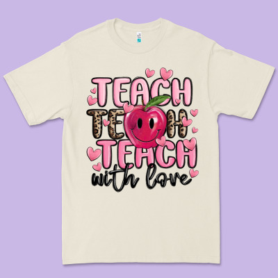 Teach Teach Teach With Love Premium Tee Designed By Maliassmallbusiness
