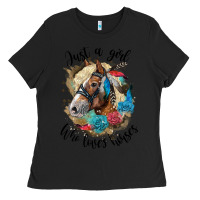 Black just a girl who loves horses haflinger Ladies Tee - LillyAllenDesigns