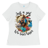 White just a girl who loves horses haflinger Ladies Tee - LillyAllenDesigns