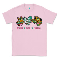 Bubblegum Pink Peace Love Texas Classic Tee - RanaPortraitStore