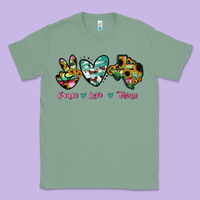 Peace Love Texas Classic Tee Designed By Ranaportraitstore