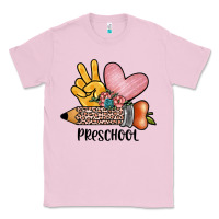 Bubblegum Pink peace love preschool Classic Tee - JahusDesignShop