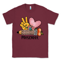 Burgundy peace love preschool Classic Tee - JahusDesignShop