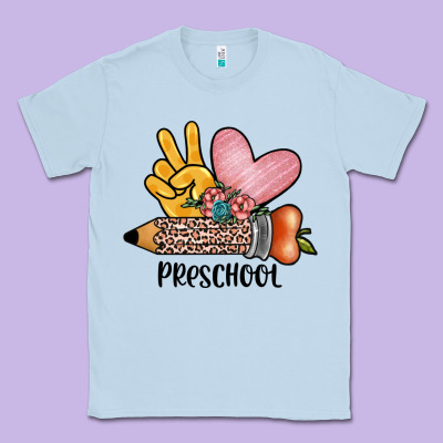 Peace Love Preschool Classic Tee Designed By Jahusdesignshop