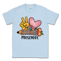 Dusty Blue peace love preschool Classic Tee - JahusDesignShop