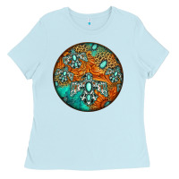 Baby Blue western pattern circle Ladies Tee - Jasminsmagicworld