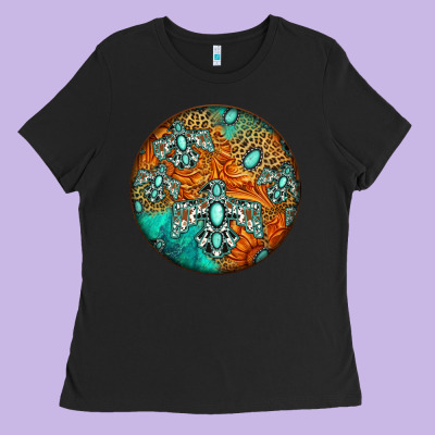 Western Pattern Circle Ladies Tee Designed By Jasminsmagicworld