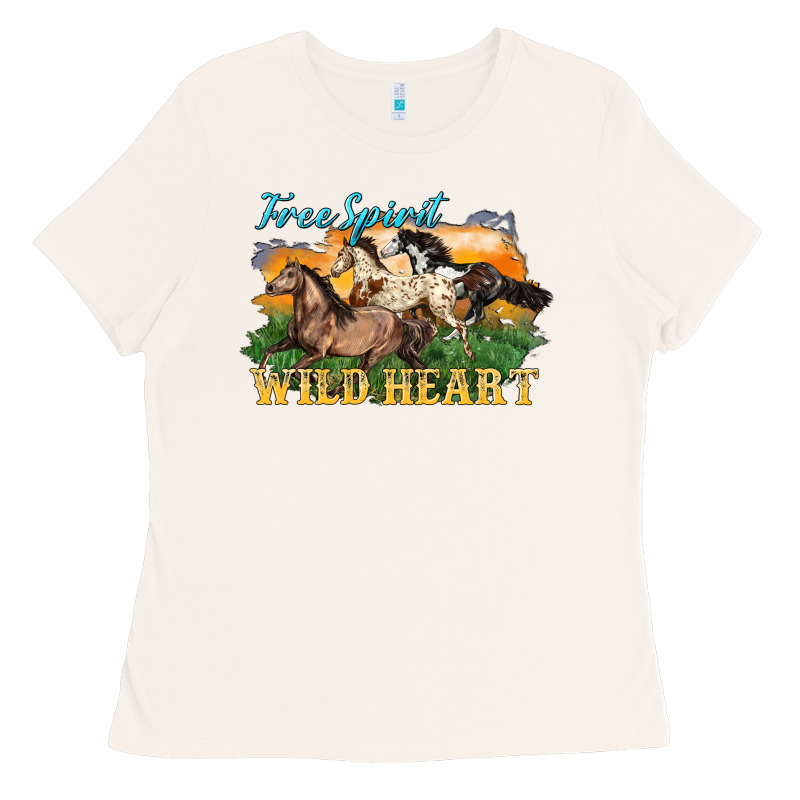 Free Spirit Wild Heart 3 Horses Ladies Tee by LillyAllenDesigns | Teevron