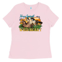 Bubblegum Pink free spirit wild heart 3 horses Ladies Tee - LillyAllenDesigns