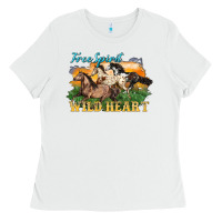 White free spirit wild heart 3 horses Ladies Tee - LillyAllenDesigns