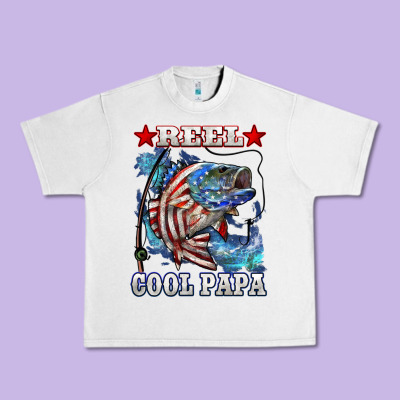 Reel Cool Papa American Flag Bass Fishing Urban Heavy Tee Designed By Lillyallendesigns