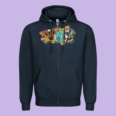 One Baby Cow Zipper Hoodie Designed By Howdyjamesfarm