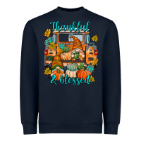 Navy Thankful Blessed Heavyweight Sweatshirt - texasbilliewilder