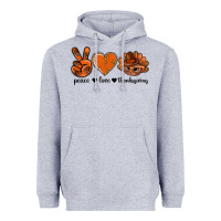 Heather Grey peace love thanksgiving bbs Heavyweight Hoodie - BundleAndBundleShop