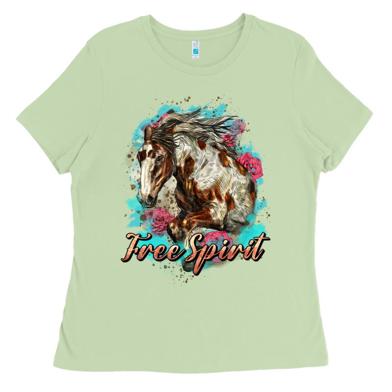 Free Spirit Mustang Horse Ladies Tee by LillyAllenDesigns | Teevron