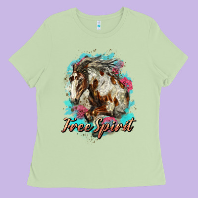 Free Spirit Mustang Horse Ladies Tee Designed By Lillyallendesigns