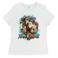 White free spirit mustang horse Ladies Tee - LillyAllenDesigns