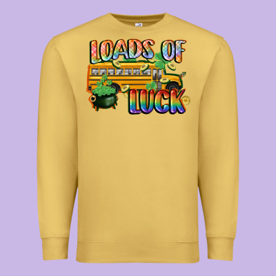 Loads Of Luck With School Bus St. Patrick's Day Premium Sweatshirt Designed By Fadigitalartstudio