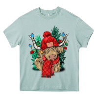 Arona Red Christmas long haired Cow Heavy Core Tee - NancyCooperArtShop