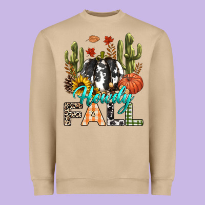 Howdy Fall Heavyweight Sweatshirt Designed By Texasbilliewilder