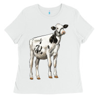 White Holstein Heifer Ladies Tee - LillyAllenDesigns
