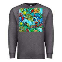 Charcoal Heather boy child coffee cup and teddy bear with thunderbolts and camouflage s Premium Sweatshirt - BundleAndBundleShop