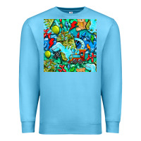 Ocean Blue boy child coffee cup and teddy bear with thunderbolts and camouflage s Premium Sweatshirt - BundleAndBundleShop