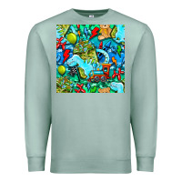 Seafoam boy child coffee cup and teddy bear with thunderbolts and camouflage s Premium Sweatshirt - BundleAndBundleShop