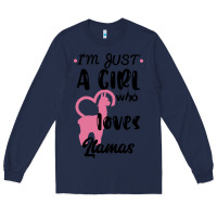 Navy Just A Girl Who Loves Llamas I Love Llamas Long Sleeve Tee - Bettercallsaul