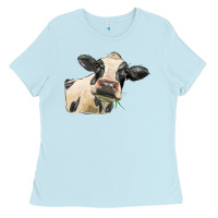 Baby Blue holstein heifer face Ladies Tee - LillyAllenDesigns