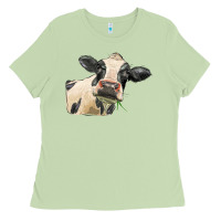 Matcha holstein heifer face Ladies Tee - LillyAllenDesigns
