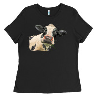 Black holstein heifer face Ladies Tee - LillyAllenDesigns