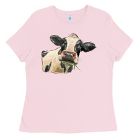 Bubblegum Pink holstein heifer face Ladies Tee - LillyAllenDesigns